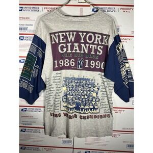 Vintage 90s Long Gone New York Giants NFL Throwback 3/4 Sleeve T-shirt AOP Sz L